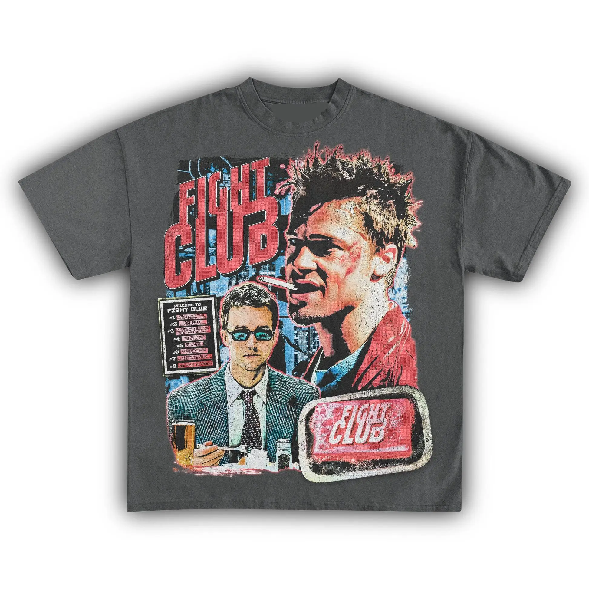 Vintage Kult-Klassiker Film Grafik-T-Shirt Fight Club Brad Pitt Edward Norton Retro T-Shirt für Männer Frauen Streetwear Fans Geschenk – Detail 5