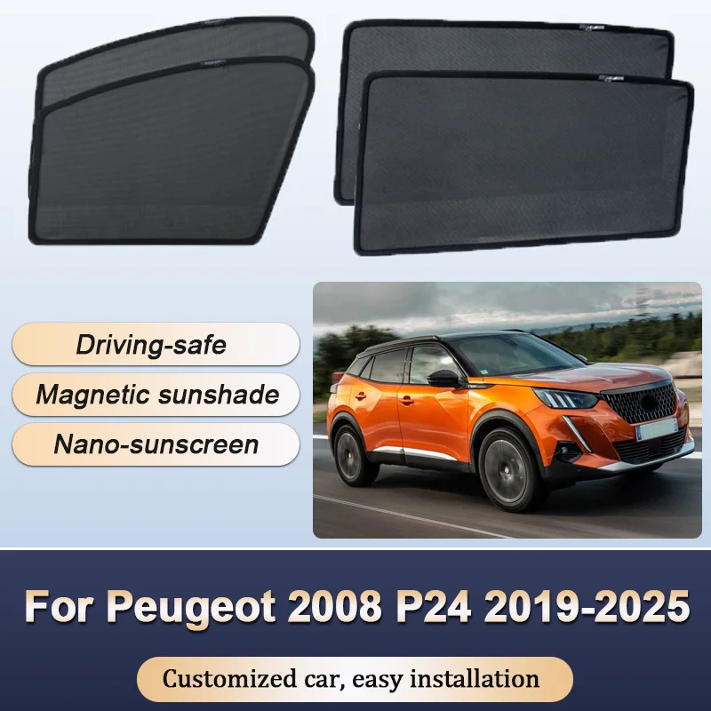 Sun Shades For Peugeot 2008 P24 2019 2020-2025 Sunshades Magnetic Heat insulation Curtains Privacy Window Visor Car Accessories