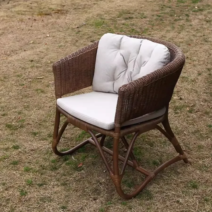 Silla de mimbre Natural hecha a mano, silla de mimbre con respaldo para casa, balcón, ocio, hotel individual, wabi-sabi wind