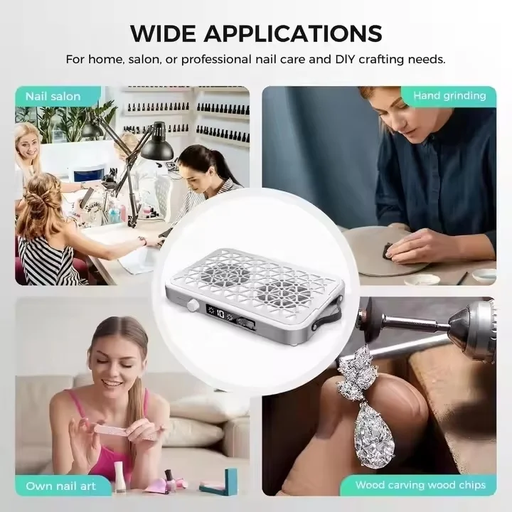 New Professional Nail Dust Collector, 1600PA Portable, 10 Speeds, Disposable Filter Papers (30 Pcs), Matte White, Modern