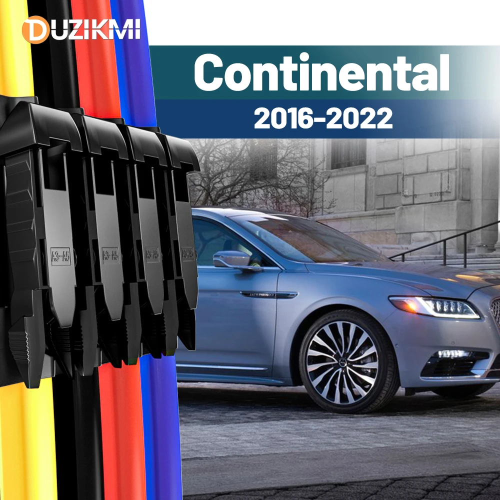 

For Lincoln Continental 2016-2022 2017 2018 2019 2020 2021 2pcs Front Windshield Windscreen Wiper Blades Red Blue