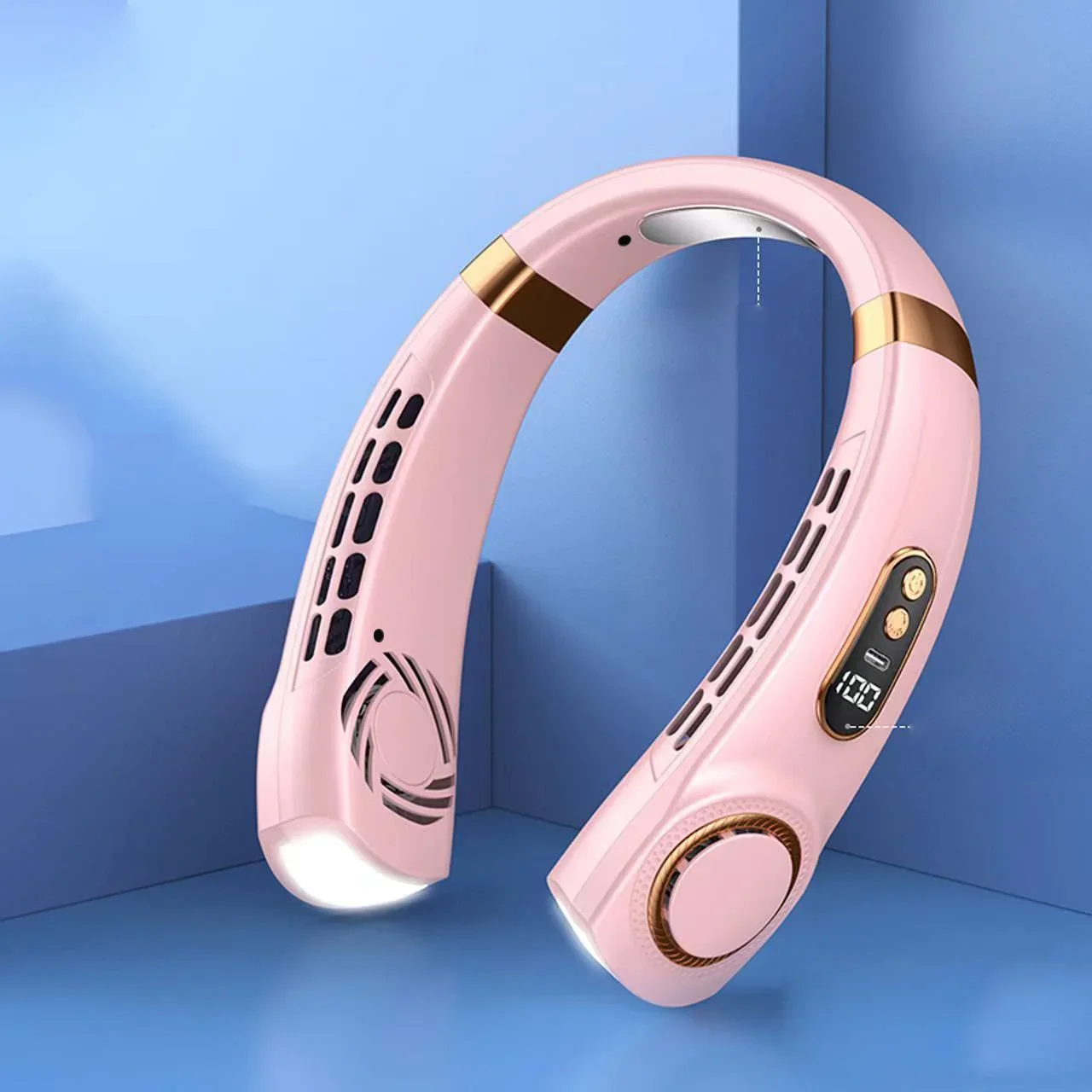 JKUOO Portable Neck Fan,Hands Free Bladeless Fan with LED 4 Cooling Plate,Personal Fan 4000mAh Battery USB Rechargeable image 3
