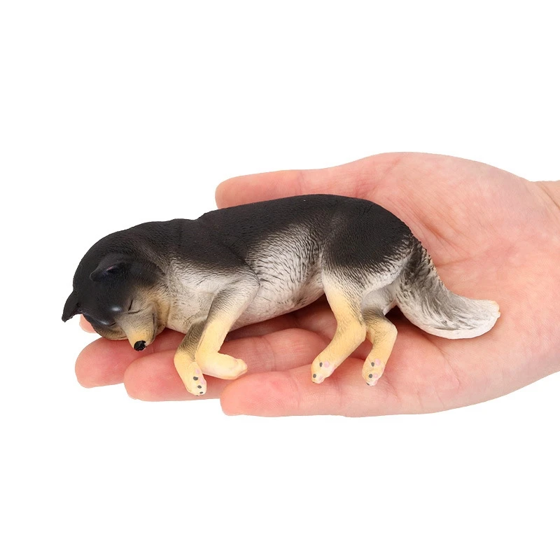 Simulation Sleeping Shiba Inu Figurine, Lifelike Lying Dog Model, Desktop Ornament for Home Office Decor, Cute Pet Statue