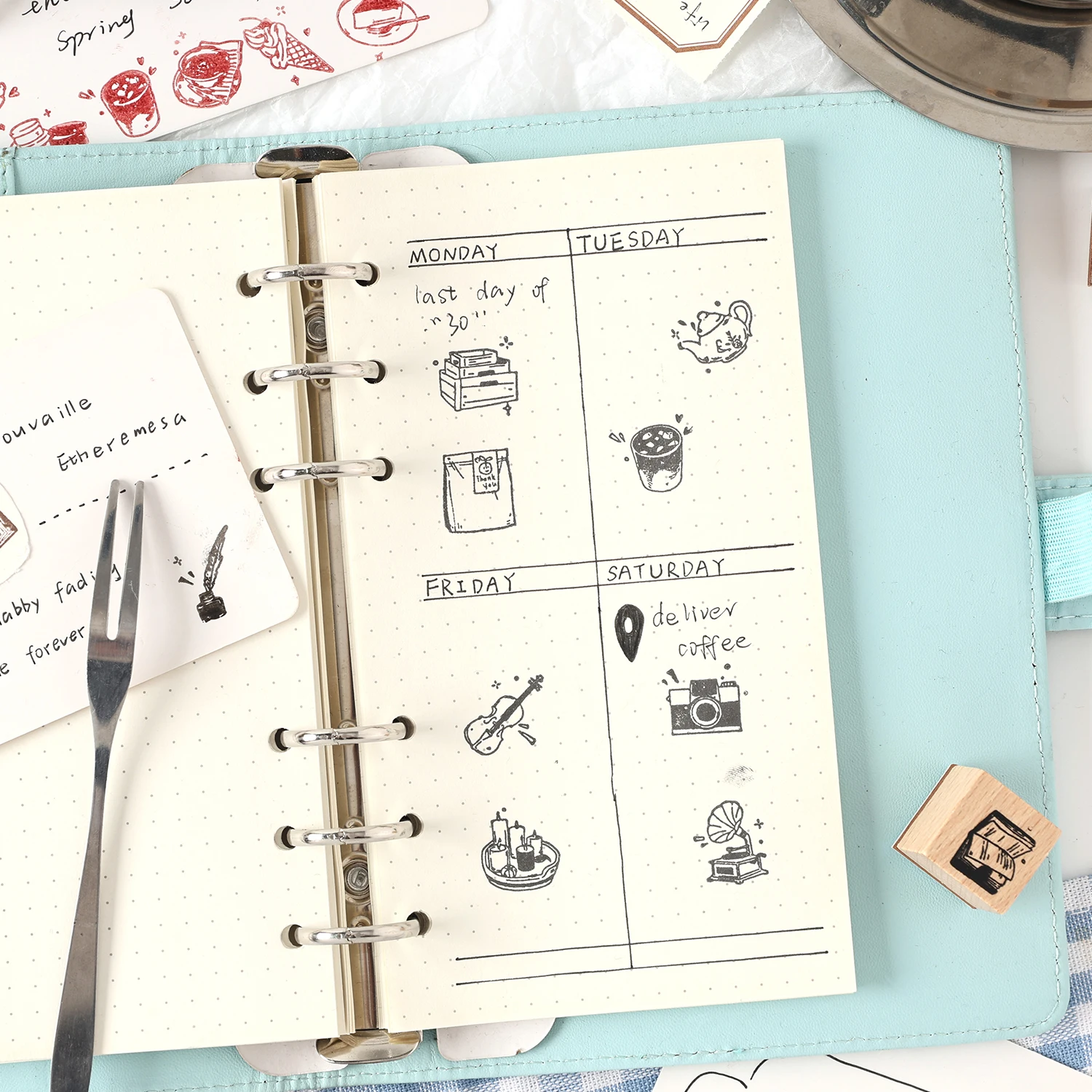 مجلة الذهاب 8 قطعة ختم مطاطي خشبي جميل عتيق يمكنك صنعه بنفسك سكرابوكينغ Joutnaling ألبوم صور بطاقة صنع ختم خشبي صغير لطيف #5