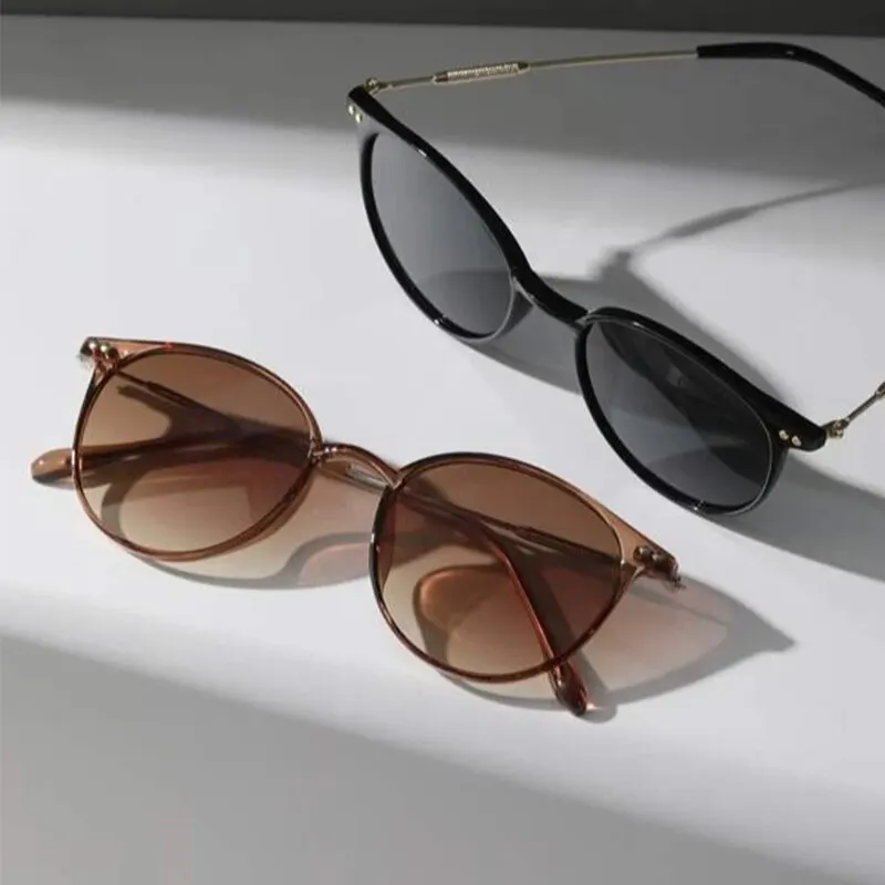 2PCS Women Men Small Round Sunglasses Luxury Brand Designer Popular Sun Glasses Metal Leopard Head Shade Eyewear ﻿ view 4