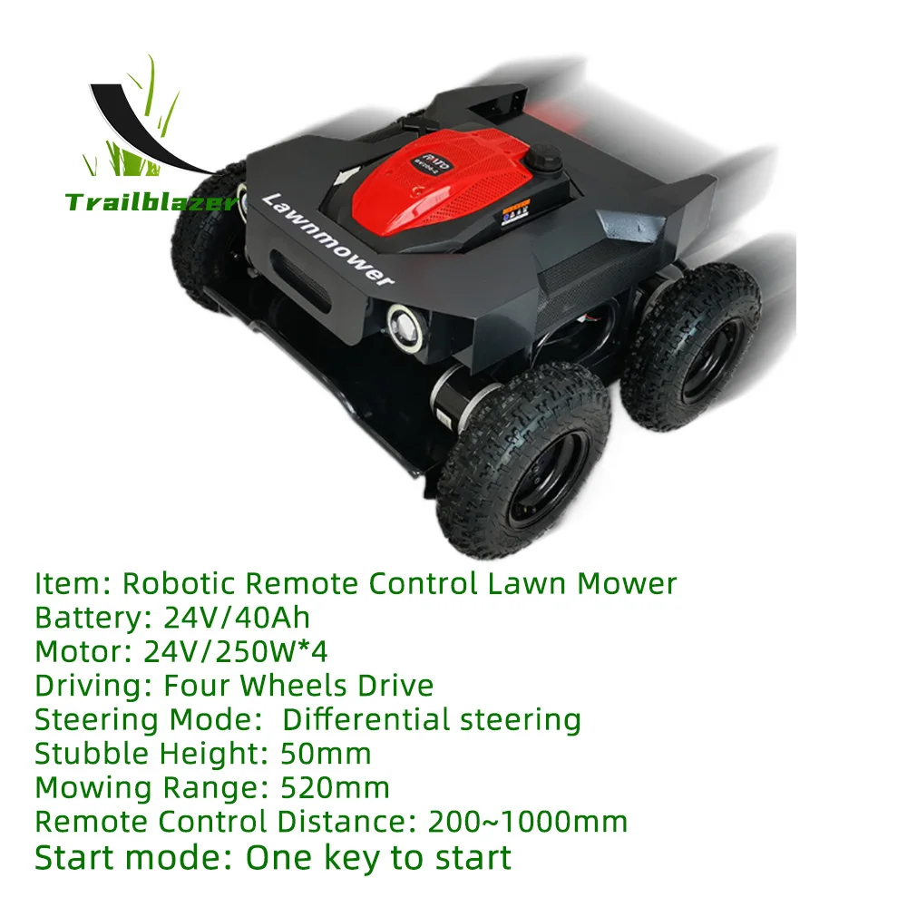 China Facotry Remote Control Lawn Mower Machine Four Wheels Weed Cut Grass Trimmer