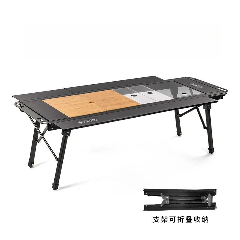 Adjustable Splicing Outdoor Table, Foldable Modular Camping Desk for Picnic, Backyard Party Outdoor Activities