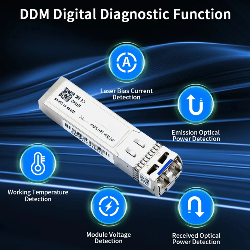 10G SFP+ Fiber Module Transceiver BIDI 10KM DDM LC Optical Fiber Module Single Mode Dual Fiber with Cisco/Mikrotik/Huawei Switch