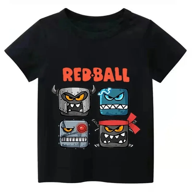 Cute Funny Boys T-Shirts Gift Game Shop Red Ball Cartoon Print kids Tshirts Fashion Casual Baby T shirt Short Sleeve tops tees