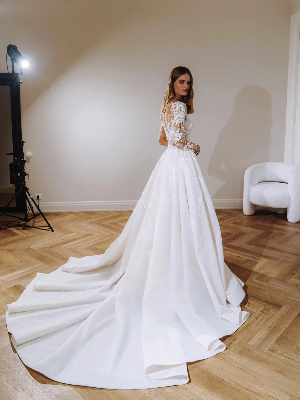 Flavinke, vestidos De novia De sirena con tren desmontable personalizados, bata De manga larga, exquisito vestido De novia con cuentas De lentejuelas, bata De boda