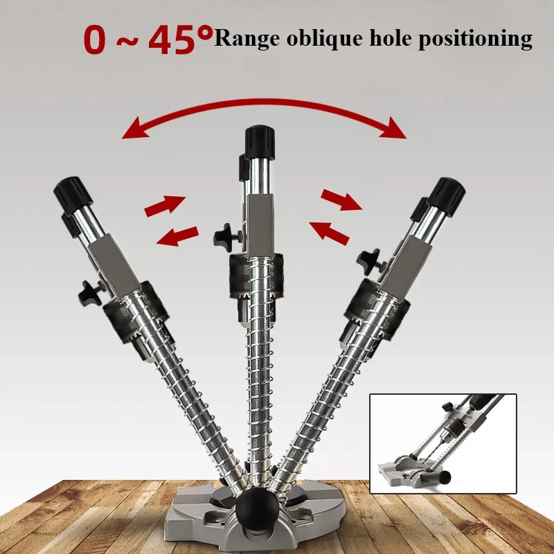 Precision Drill Holder Pipe Drill Holder Stand Drilling Guide with Adjustable Angle and Removeable Handle DIY tool