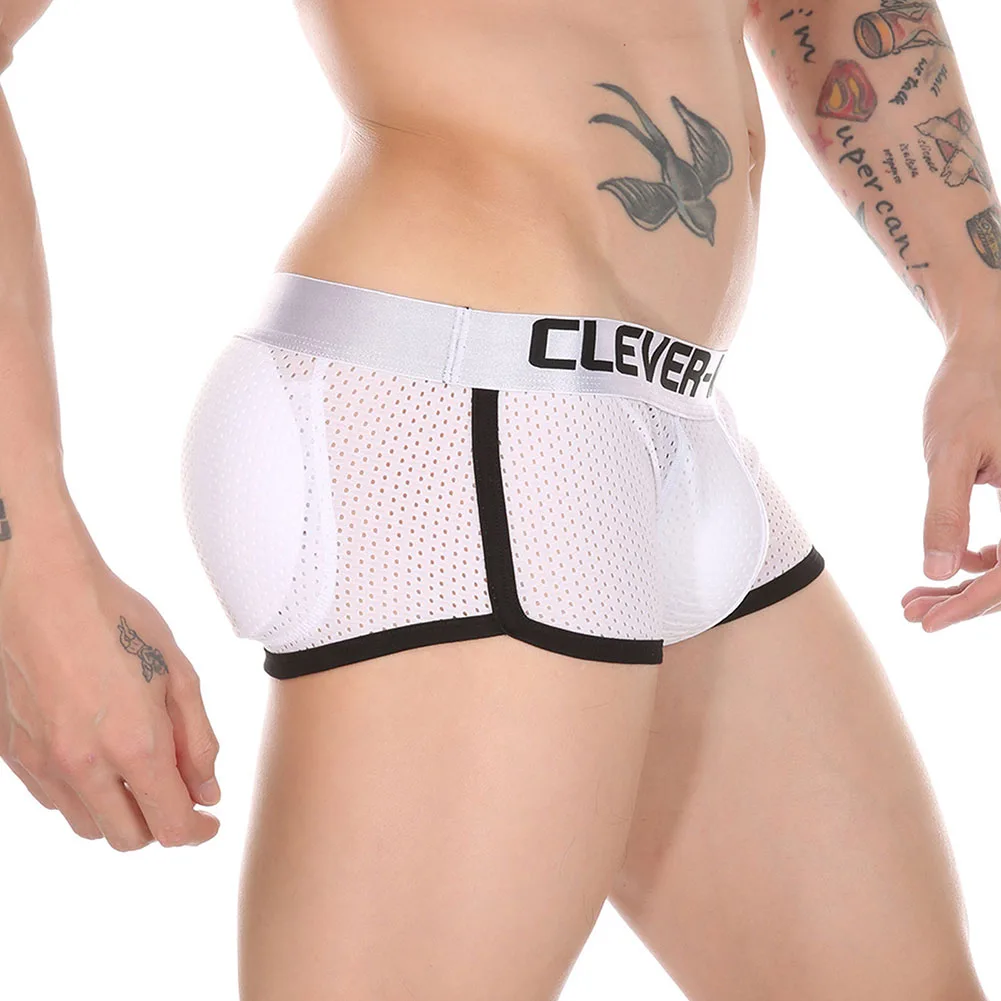 Men Underwear Boxers Padded Enhancing Removable Front Bottom Breat Panties Breathable Pouch Bulge Underpants Male Trunks