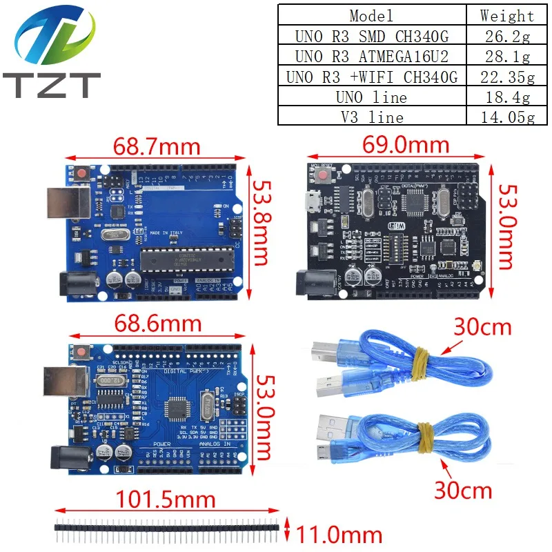 1 Set UNO R3 Official Box ATMEGA16U2+MEGA328P Chip For Arduino UNO R3 Development board + USB CABLE