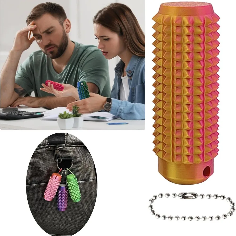 Tactile Sensory Keychain - BPA-Free Stress Relief Fidget Toys for Anxiety, Barbed Grip Desk Decor, Home Hanging Ornaments &