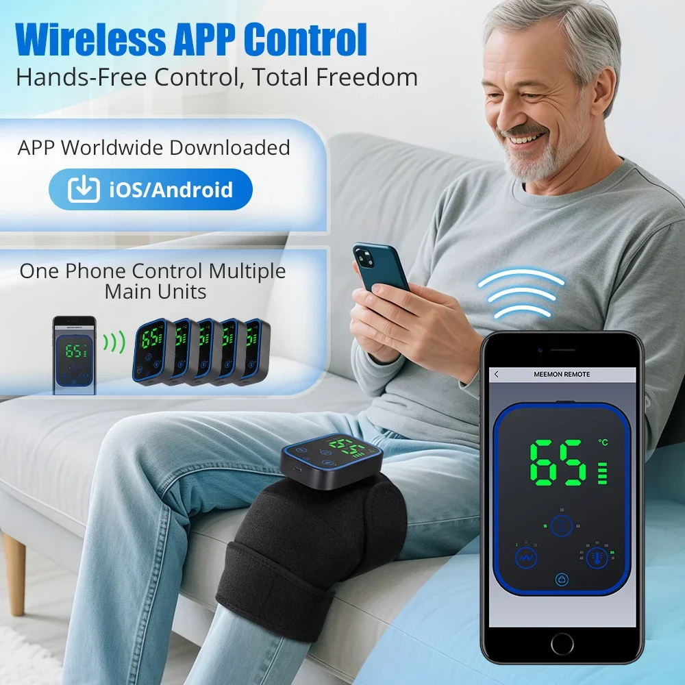 

Knee Vibration Massager Cordless Thermal Pad 7 Temp Levels 3 Timer Mode Shoulder Leg Arm Joint Brace Vibration Muscle Relaxation