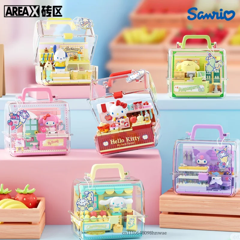 

AREA-X New Sanrio Fruit Flavored Store Manager Series Hello Kitty Store Manager Building Blocks Assembly Model Toy Ornament Gift