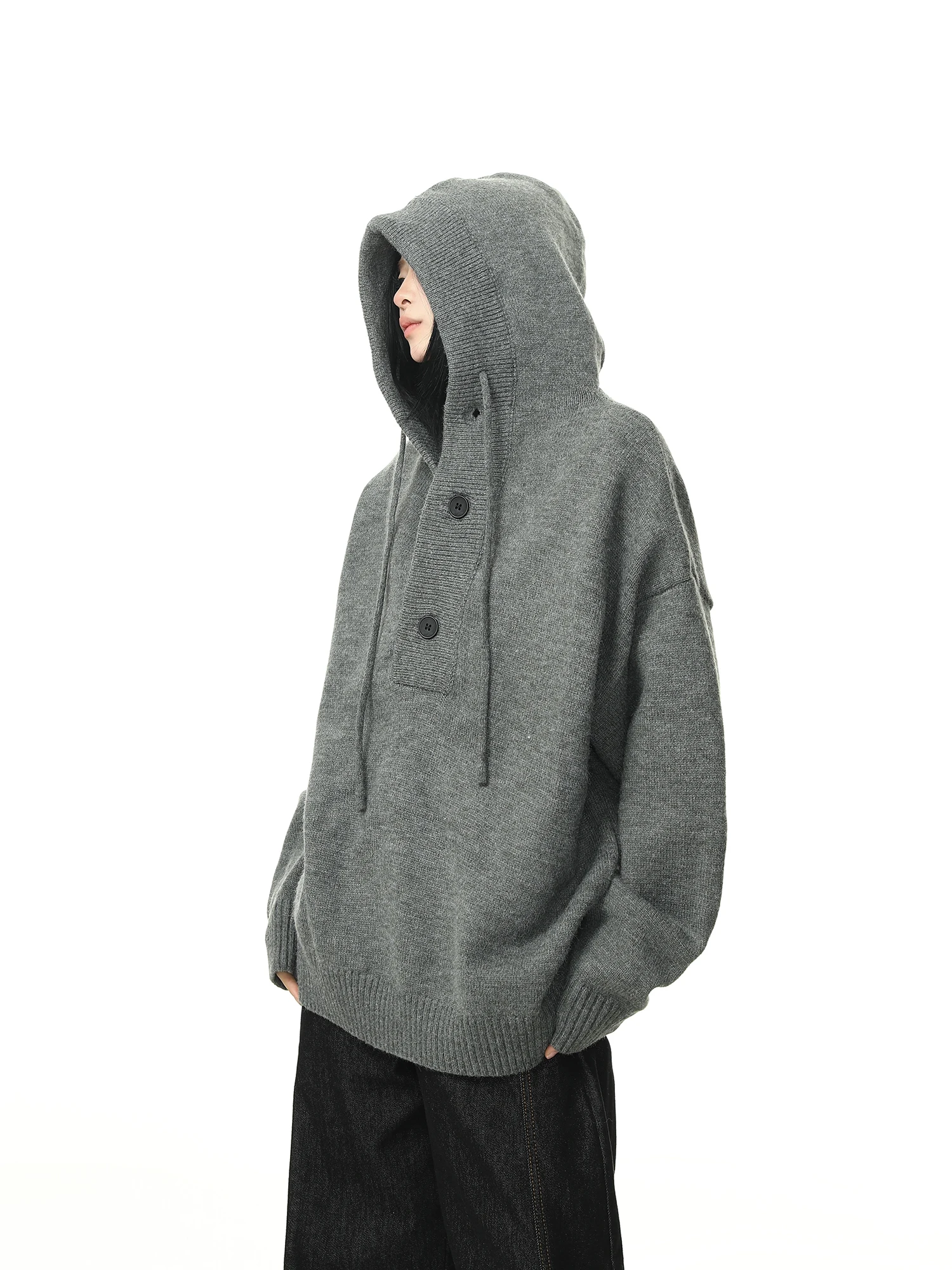 

Новинка: Утепленный вязаный свитер-худи для женщин, свободный крой, длинный рукав, осенне-зимняя мода, уличный стиль