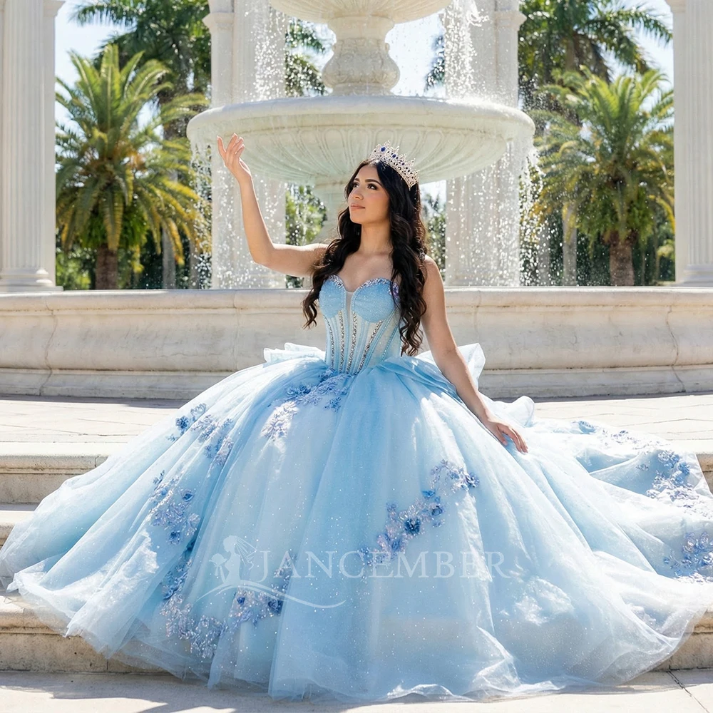 

Великолепное бальное платье без бретелек в стиле принцессы, без рукавов, из органзы, с шнуровкой на спине, для выпускного вечера (15 лет), на заказ, vestido de 15 quinceañera