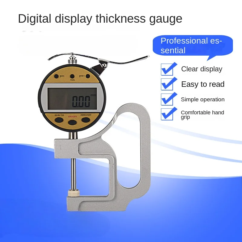 

Electronic Digital Display Thickness Measuring Instrument Leather Sheet Thin Film Thickness Gauge 0-10 * 30mm