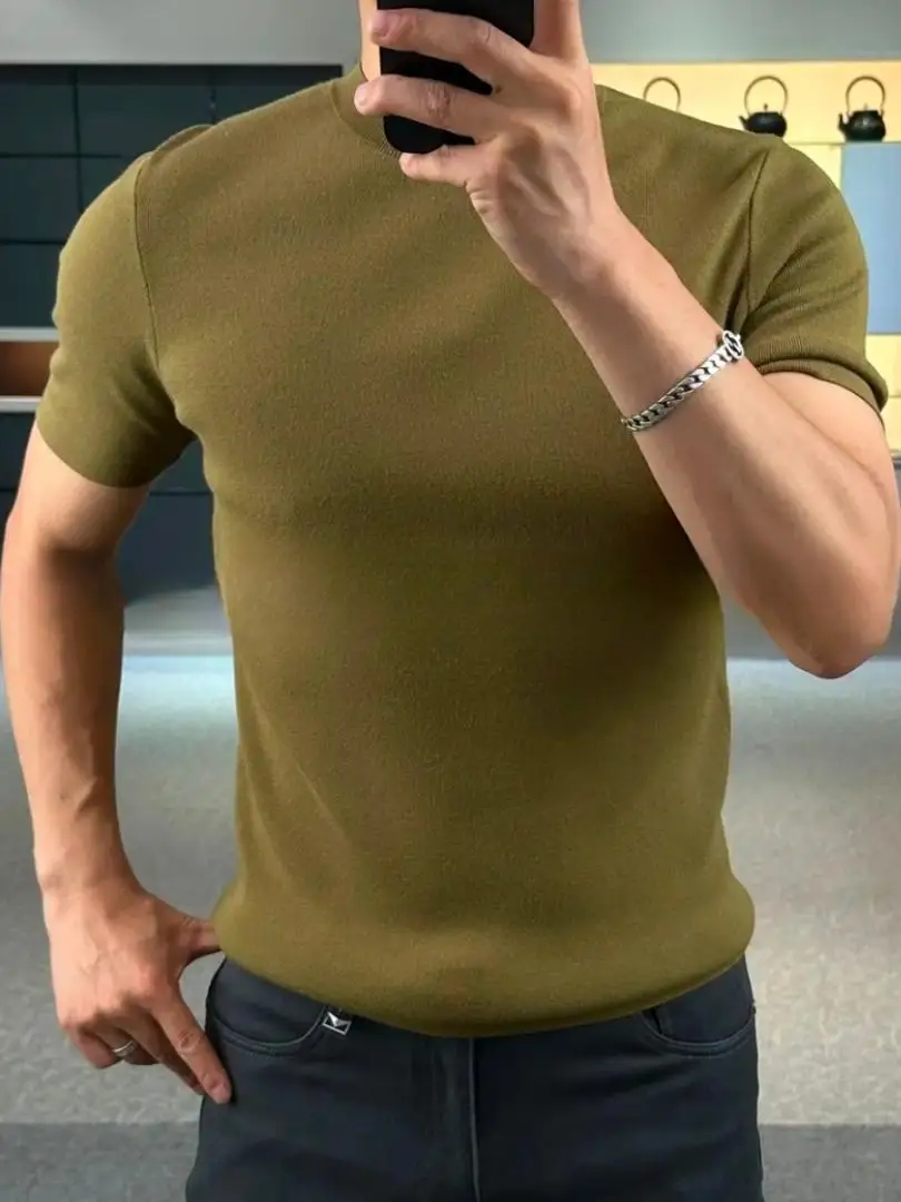 

Мужской трикотажный свитер DS002: новинка весна-лето, приятный к телу, повседневный, универсальный, комфортный, модный базовый слой, футболка