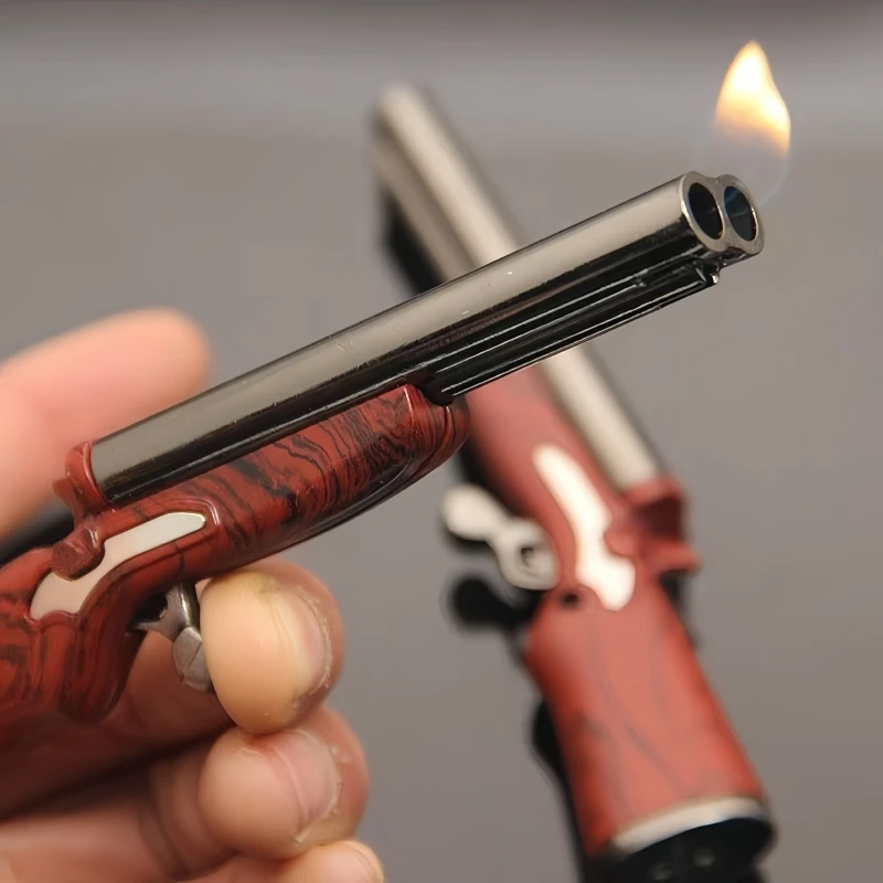 

Windproof Double Flame Gun Lighter Creative Double Jet Butane Gas Open Flame Mini Lighter Smoking Accessories Men's Gift