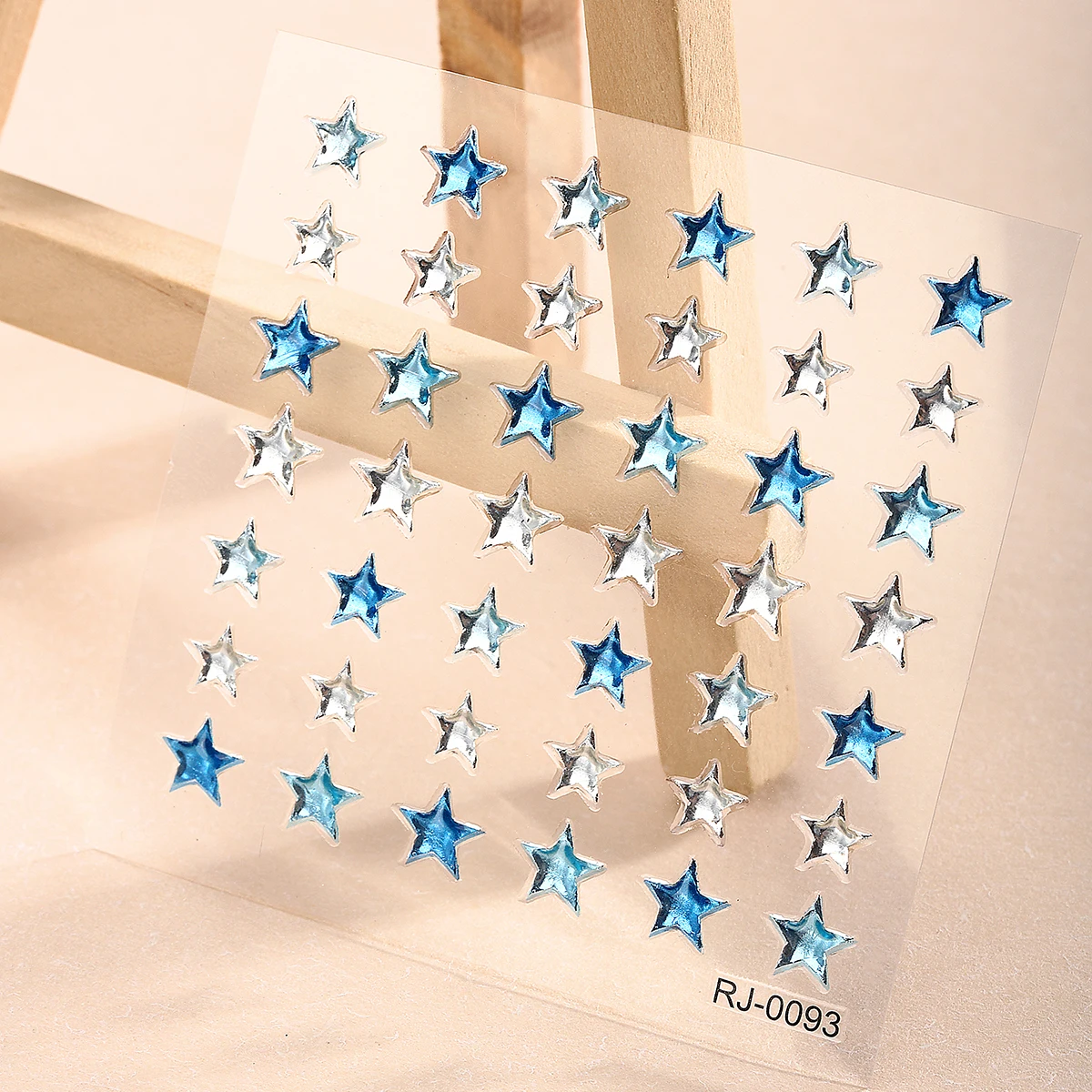 Pegatinas de plata y estrella azul para decoración de uñas, dijes adhesivos de Metal 5D Y2K, calcomanías de manicura para niñas, deslizadores DIY, 1 unidad