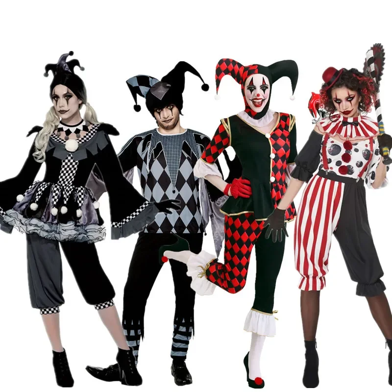 

Halloween costumes, European and American male and female circus clown costumes, soul wrenching horror sets, makeup ball perform