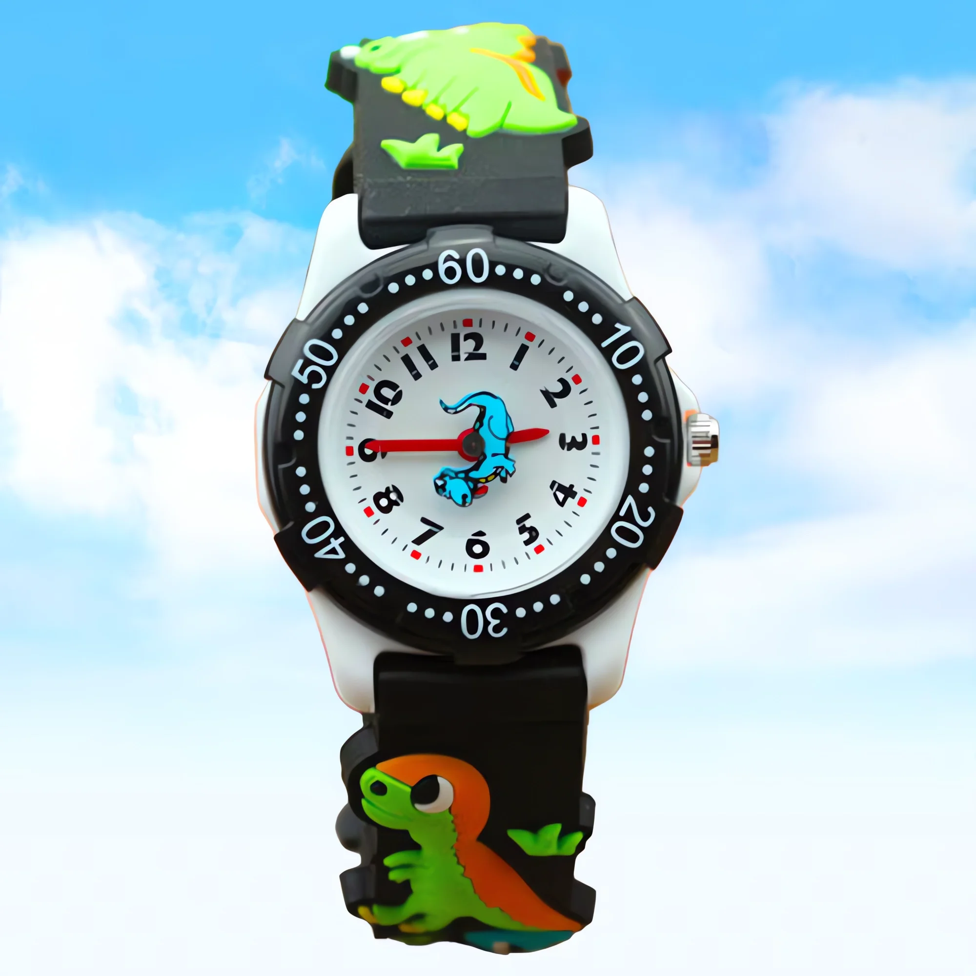 3D Dinosaur Cartoon Quartz Watch Children's Rubber Strap Silicone Wristwatch Cute Brand Watch for Boys And Girls
