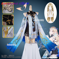 Wuthering Waves Cosplay Goddess Cartethyia Design Irregular Anime Skirt Water Color Sexy Lolita Cos Earring Props Set 코스프레