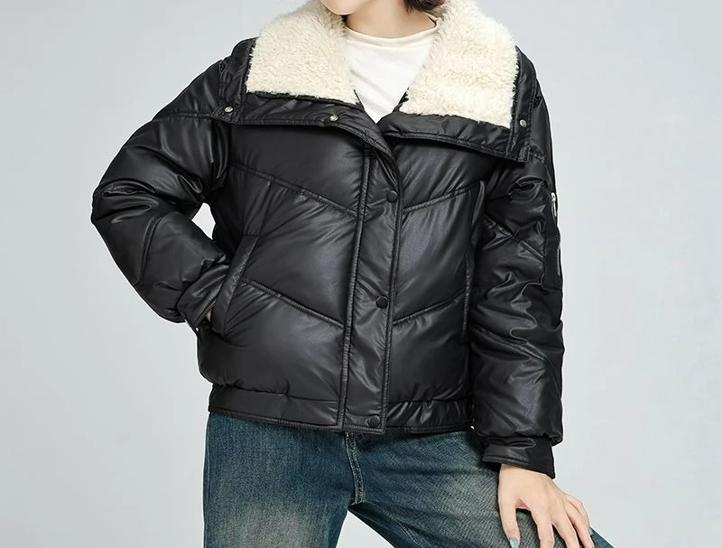 أزياء طية صدر السترة الياقة الشتاء الجديدة الملابس المبطنة بالقطن قصيرة الدافئة سميكة سترة النساء #1