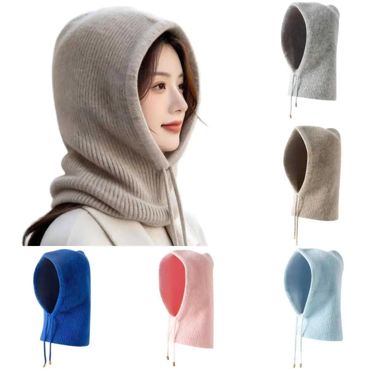 1 Piece of Women's Winter Hat with Integrated Scarf High-Quality Woolen Hat Windproof and Warm Knitted Hat for Outdoor Use