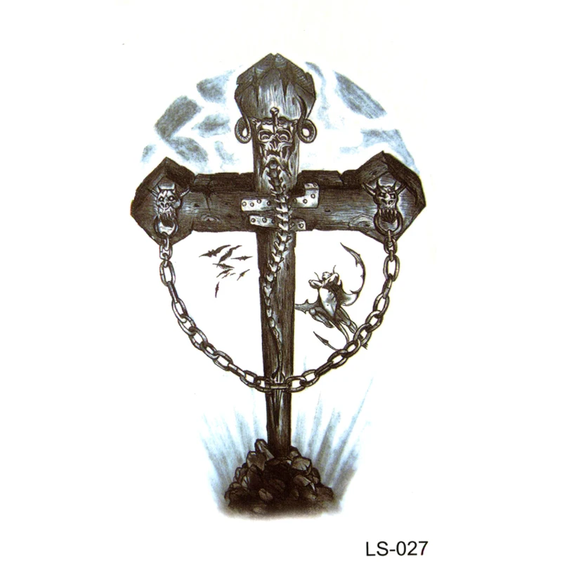 

Водостойкая временная татуировка «гробница дракона» для мужчин, флэш-Татуировка в стиле Харадзюку, наклейка для мужских крестиков