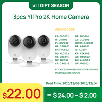 YI Pro 3pc Kits 2K Home Camera Wi-Fi IP Security Surveillance Smart System with Night Vision Baby Monitor on iOS, Android App