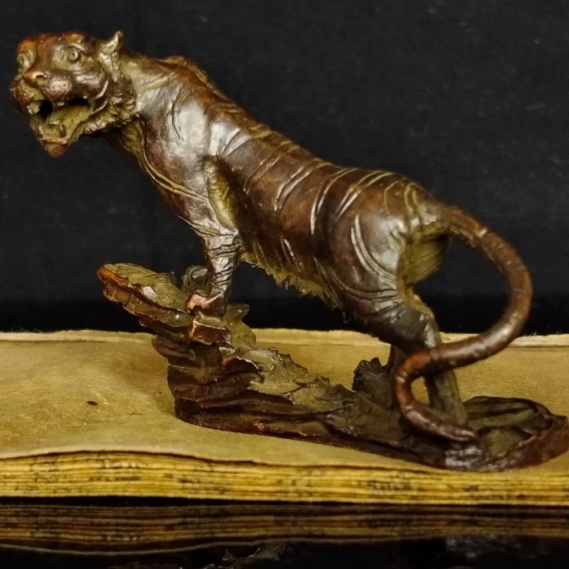 

Винтажный твердый латунный тигр, зодиакальный тигр, украшение для дома, украшение для богатства, украшение фэн-шуй для офиса