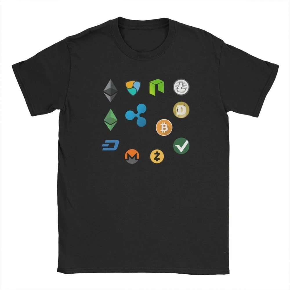 Bitcoin Cash Fork Ethereum Nem Dash Monero Zcash Mining NEO Litecoin Ripple Cryptocurrency T-Shirts Men T-Shirt 100% Cotton Tees