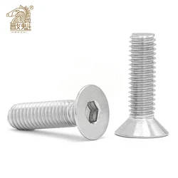10pcs UNC 1/4-20 US Coarse Thread 304 A2 Stainless Steel Hex Socket Flat Countersunk Head Screw Bolt