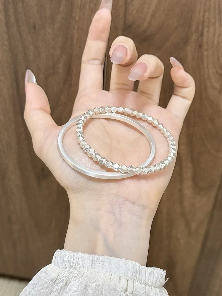 Women Solid Sterling Silver Open Adjustable Bracelet New Elegant Ladies Office Work 999 Fine Silver Jewelry Accessory Bracelets