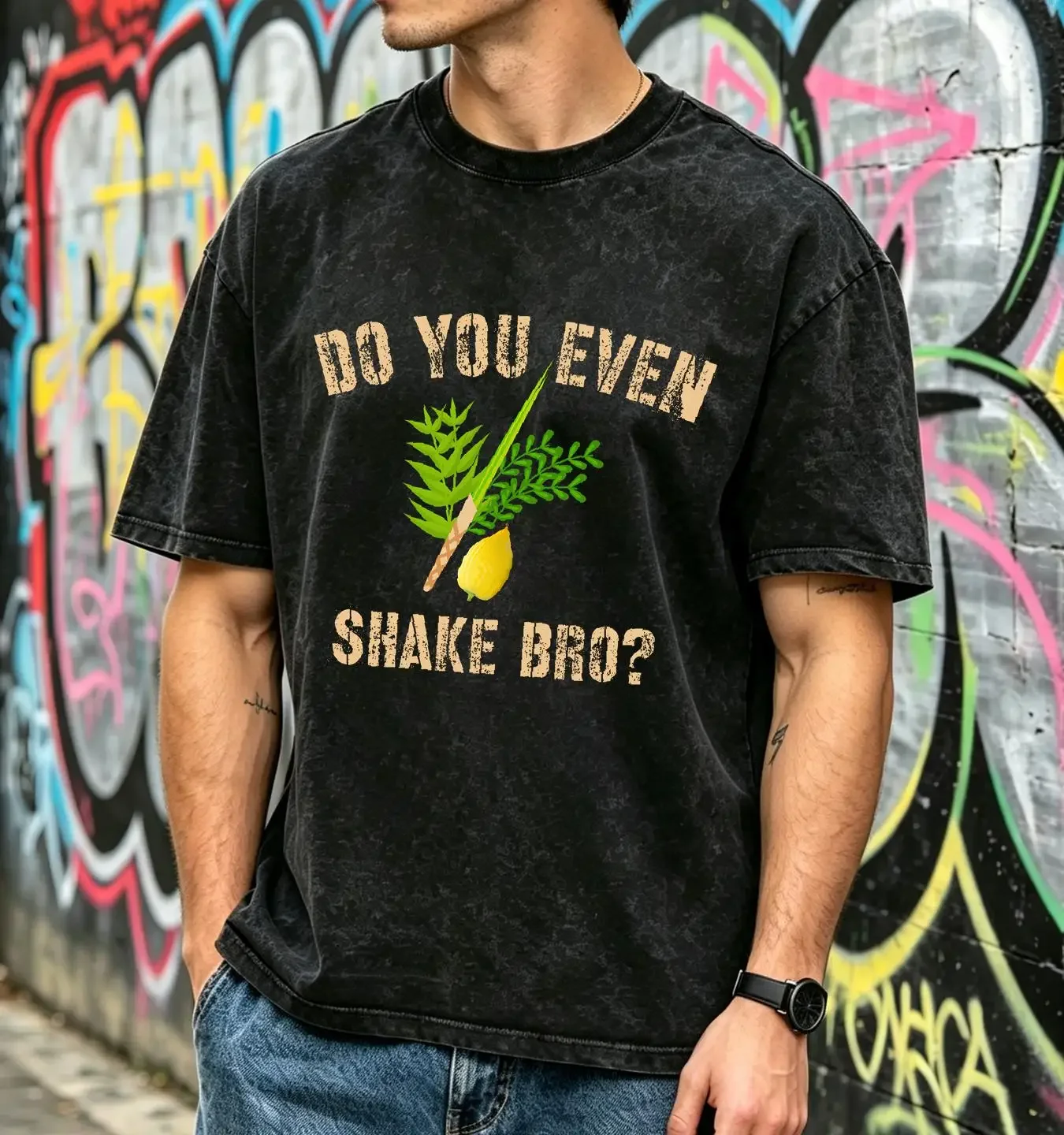 washed T Shirt Sukkot Funny Four Species Do You Even Shake Bro Etrog vintage Washed Unisex Comfortable graphic homme fashion
