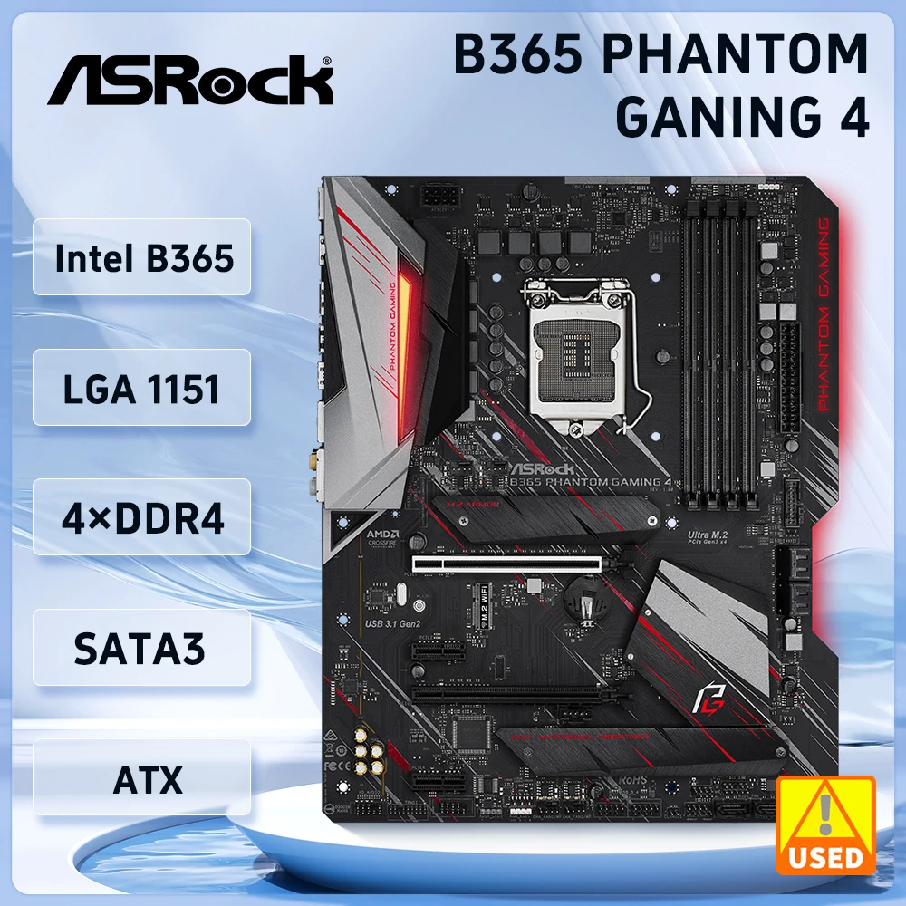 ASRock B365 Phantom Gaming 4 마더보드, LGA 1151 소켓, DDR4 64GB 지원, i5-9400F, i3-9300T, i7-8700 CPU 호환, ATX, PCI-E 3.0