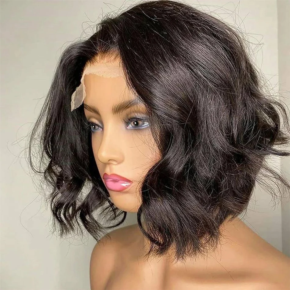 Short Bob Wigs Glueless Brazilian Body Wave Lace Front Human Hair Wigs HD Transparent Lace Closure Wig Body Wavy Wigs For Women