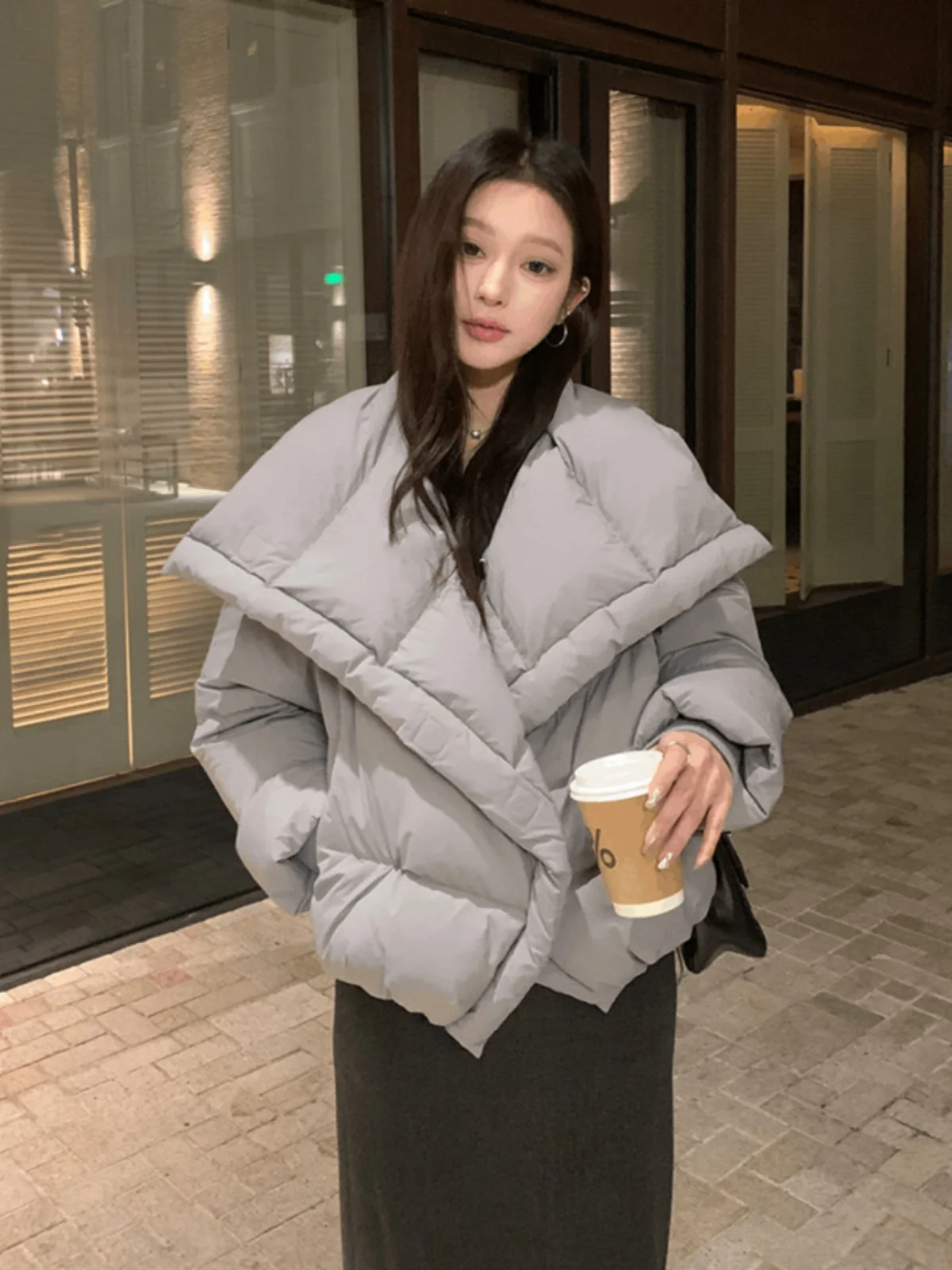 2025 moda inverno curto acolchoado casaco turn down collar quente acolchoado jaqueta feminina