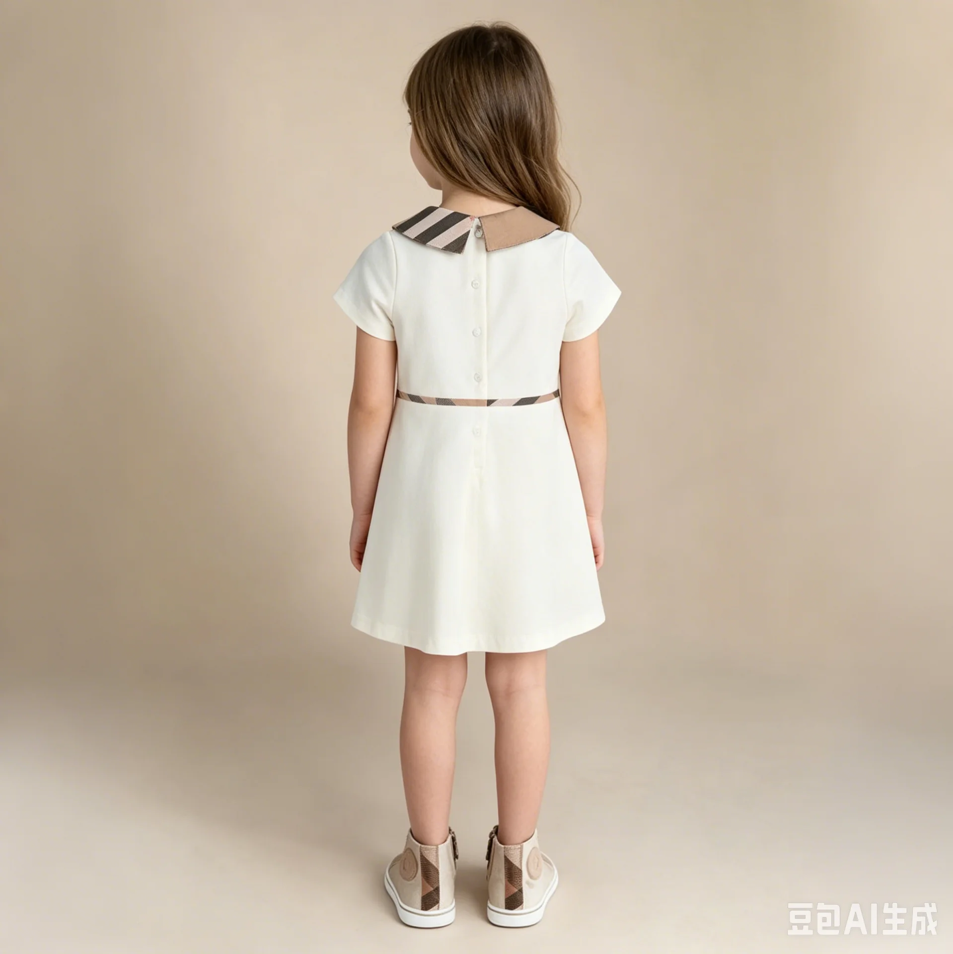Baby Girls Summer White Dress Short Sleeved Turn Down Bow Belt Collar Cotton Clothes for Girls Aged 2-6 Years Kids Dresses