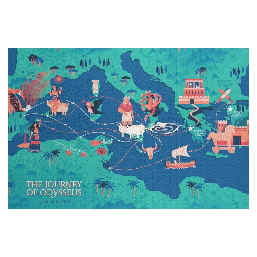 

Odyssey Map - The Journey of Odysseus Jigsaw Puzzle Jigsaw Custom Custom Child Gift Wooden Name Custom Personalized Puzzle