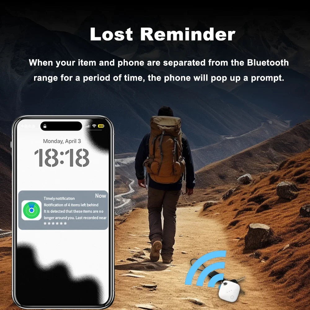 3-Year Life IP67 Bluetooth Tracker for Air Tag Replacement via Apple Find My to Locate Backpack Bottle Bike Outside Finder