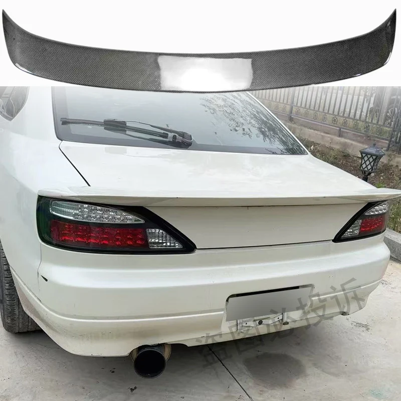 

For Nissan S15 Silvia DX high-quality carbon fiber rear trunk Ducktail spoiler smooth black rear trunk wing lip cover kit parts
