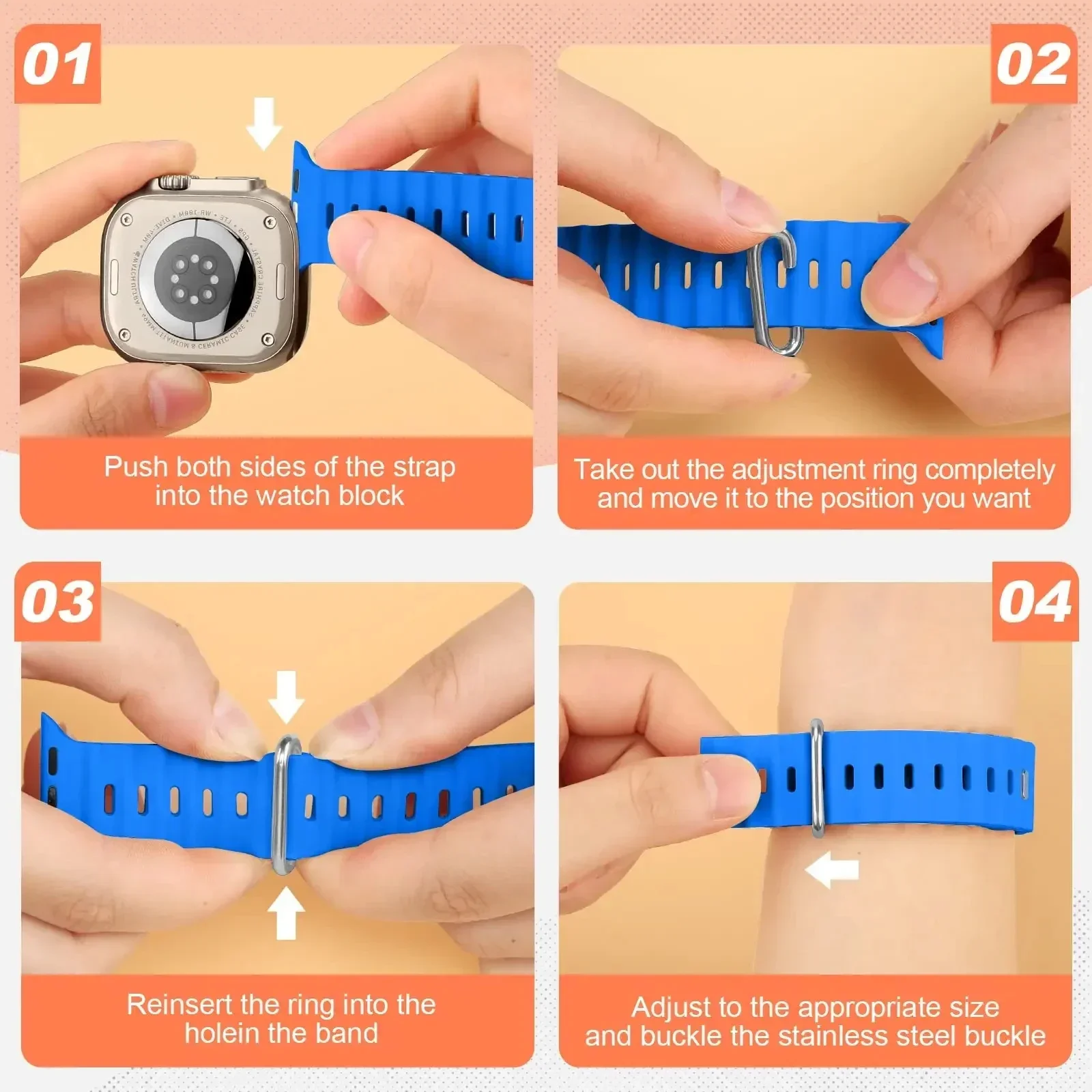 Cinturino Ocean per cinturino Apple Watch Series Ultra 9 8 7 6 5 4 3 SE Bracciale iWatch Correa 42/44/45/49mm Sostituisci cinturino sportivo