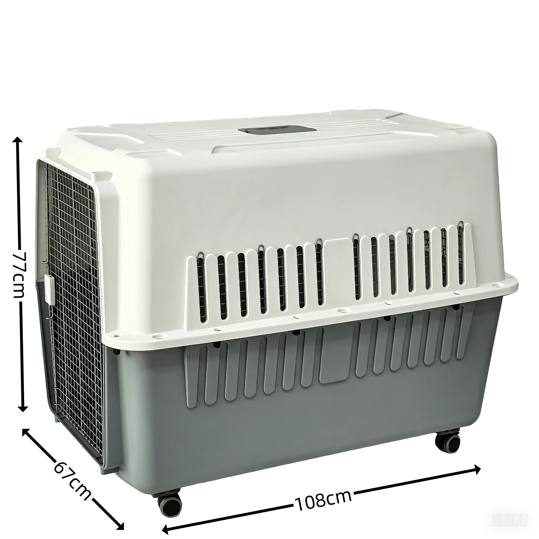

Safe Double-door Design cat and Dog Portable Over Sized Space with Wheels Pet air Luggage Environmentally Friendly Breathable