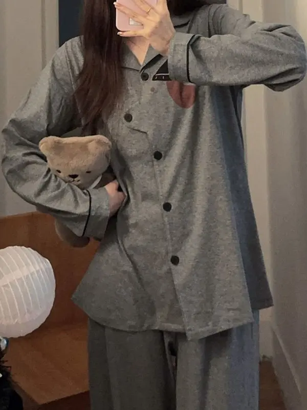 Japanese Style Cartoon Dog Hat Sleepwear Set Women's Long Sleeve Long Pants Cotton Home Clothes Spring Autumn New Arrival