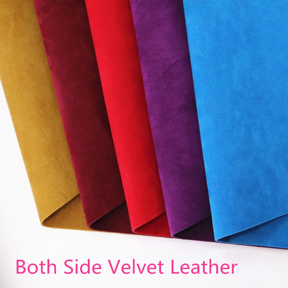 20/50x120cm Doulde-Sided Artificial Suede Velvet Faux Leather Flock Fabric Leather For Handbag Bows DIY Decoration H0608