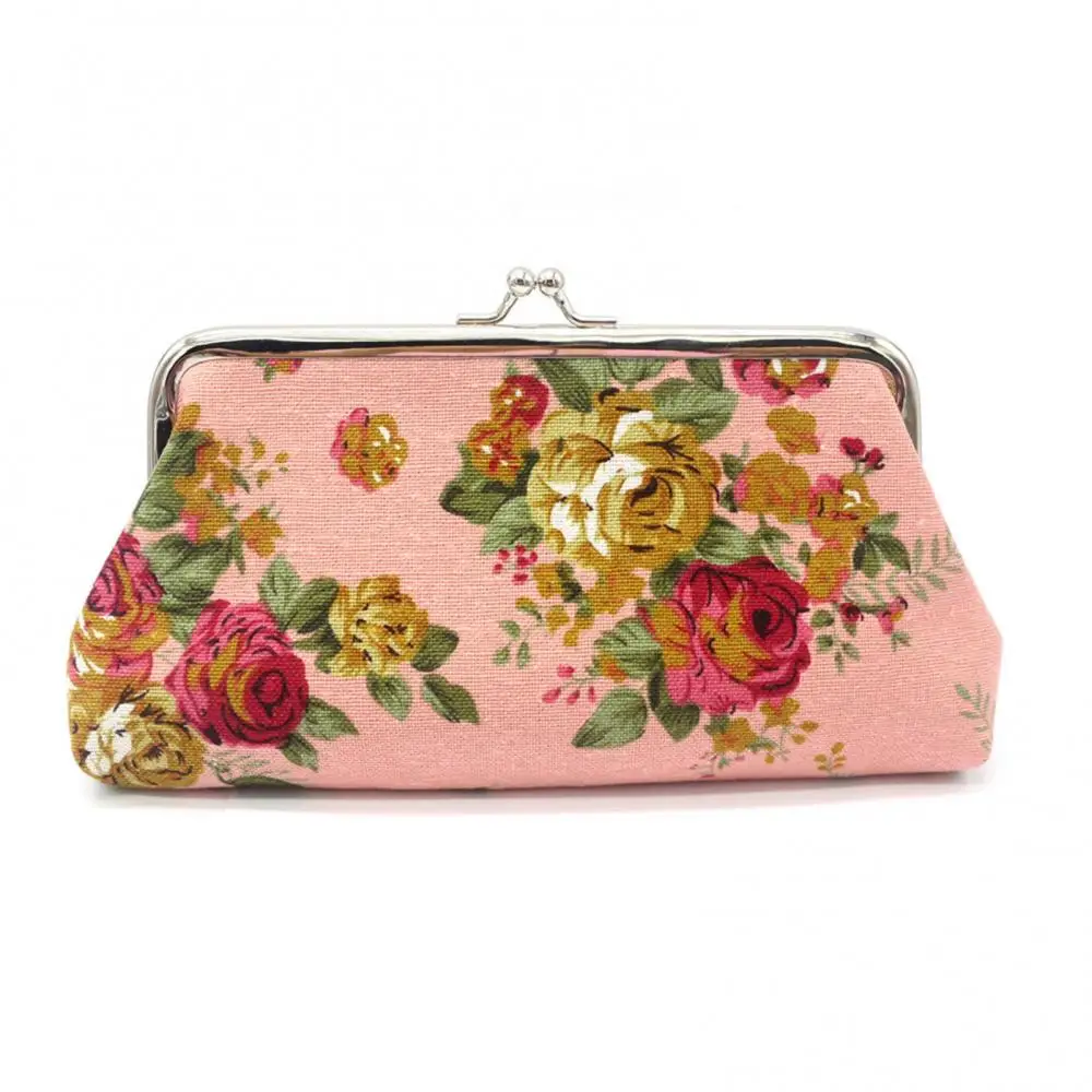 Women\'s Coin Purse Money Bag Case Wallet Keys Card Pouch Big Flower Pattern Hasp Portable Mobile Phone Bag Purses and Handbags